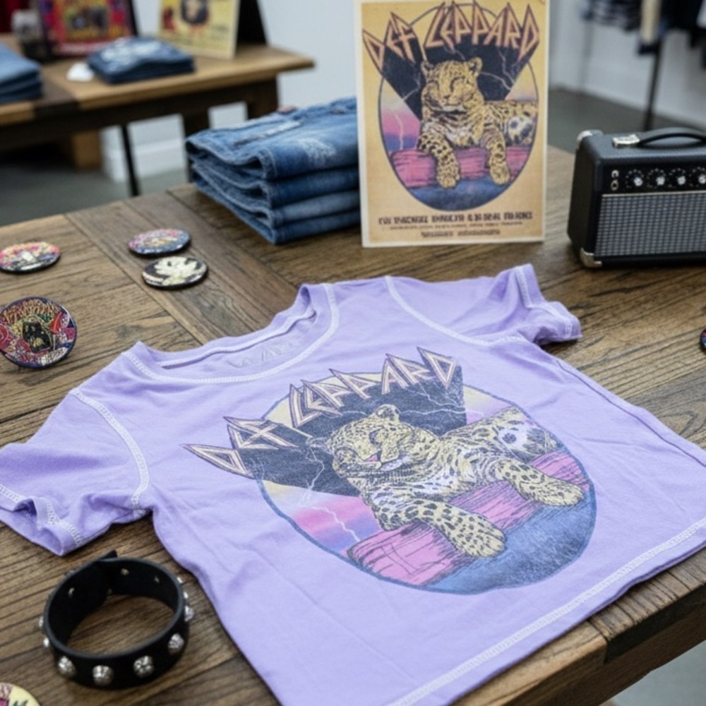 Def Leppard Kids' Lavender Graphic Tee size small